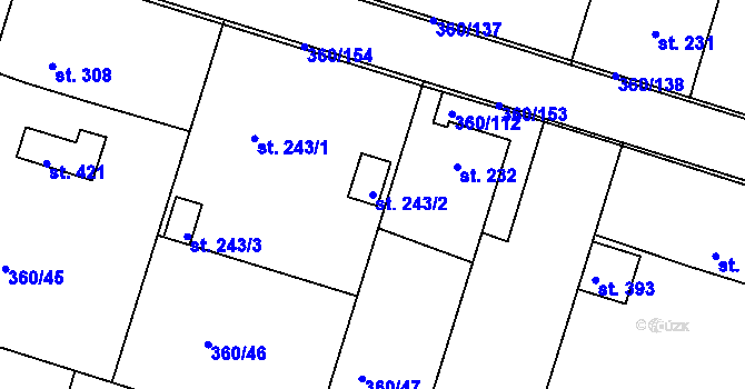 Parcela st. 243/2 v KÚ Štítina, Katastrální mapa