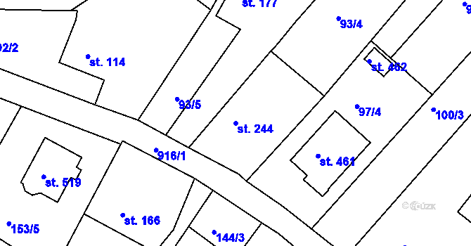 Parcela st. 244 v KÚ Štítina, Katastrální mapa