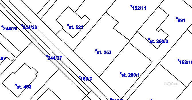 Parcela st. 253 v KÚ Štítina, Katastrální mapa