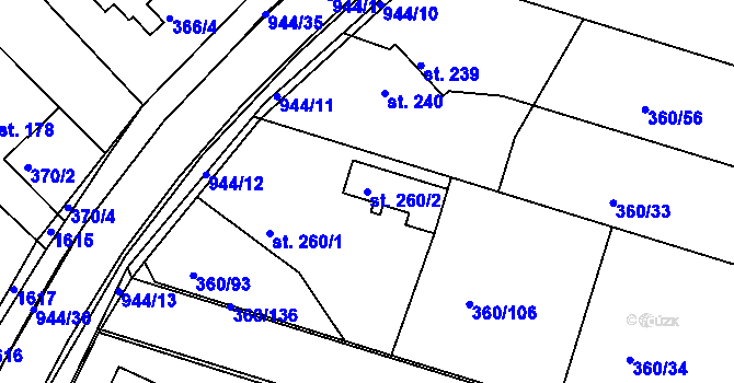 Parcela st. 260/2 v KÚ Štítina, Katastrální mapa