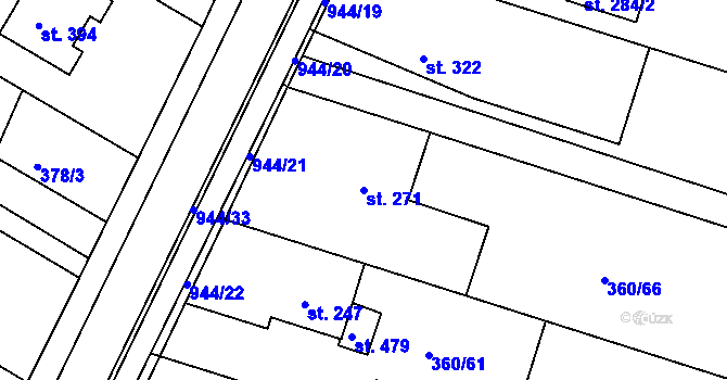Parcela st. 271 v KÚ Štítina, Katastrální mapa