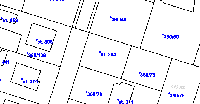 Parcela st. 294 v KÚ Štítina, Katastrální mapa