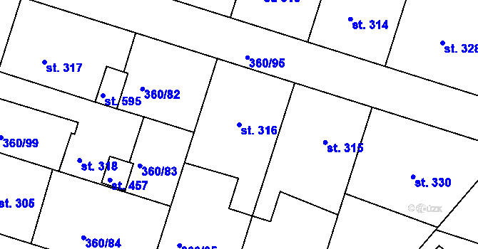 Parcela st. 316 v KÚ Štítina, Katastrální mapa