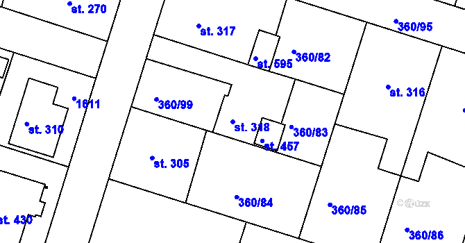 Parcela st. 318 v KÚ Štítina, Katastrální mapa