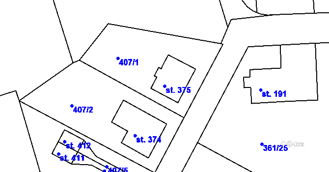 Parcela st. 375 v KÚ Štítina, Katastrální mapa