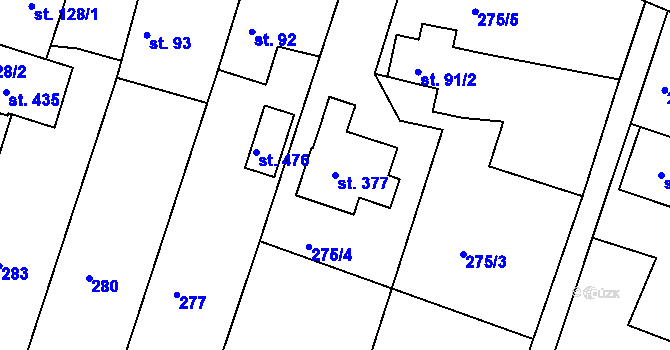 Parcela st. 377 v KÚ Štítina, Katastrální mapa