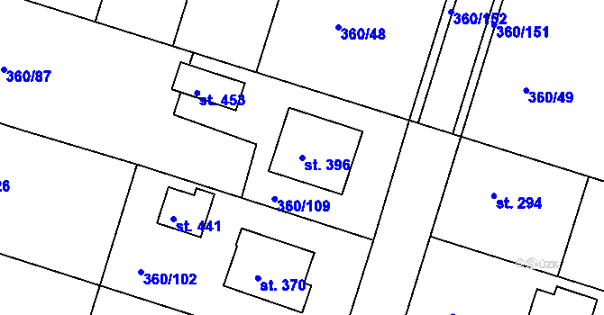 Parcela st. 396 v KÚ Štítina, Katastrální mapa