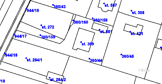 Parcela st. 399 v KÚ Štítina, Katastrální mapa