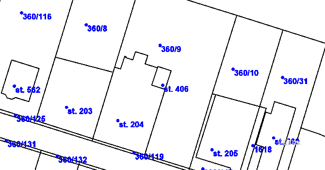 Parcela st. 406 v KÚ Štítina, Katastrální mapa