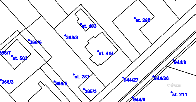 Parcela st. 414 v KÚ Štítina, Katastrální mapa