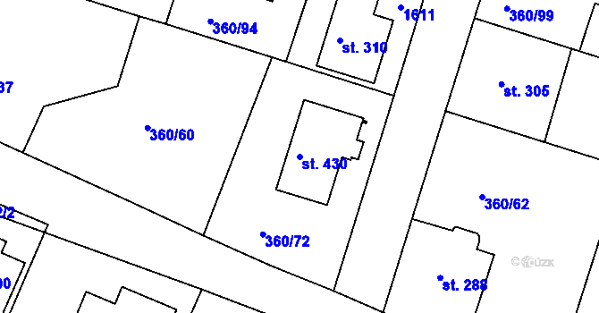 Parcela st. 430 v KÚ Štítina, Katastrální mapa