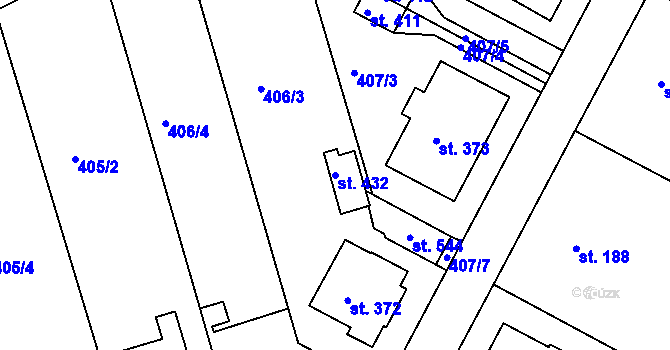 Parcela st. 432 v KÚ Štítina, Katastrální mapa