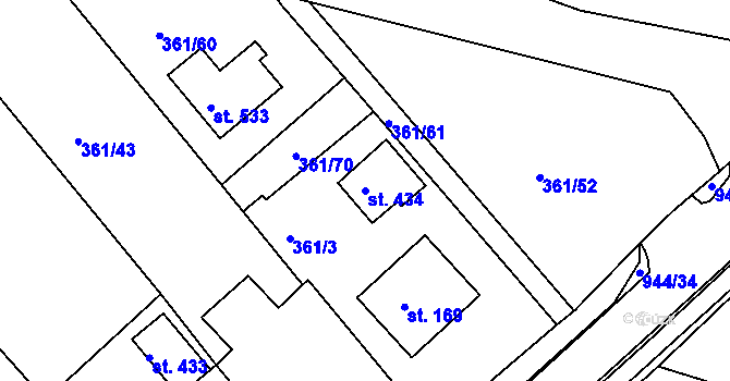 Parcela st. 434 v KÚ Štítina, Katastrální mapa