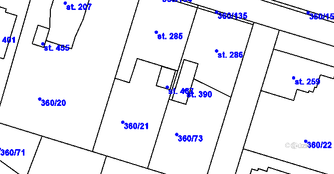 Parcela st. 437 v KÚ Štítina, Katastrální mapa