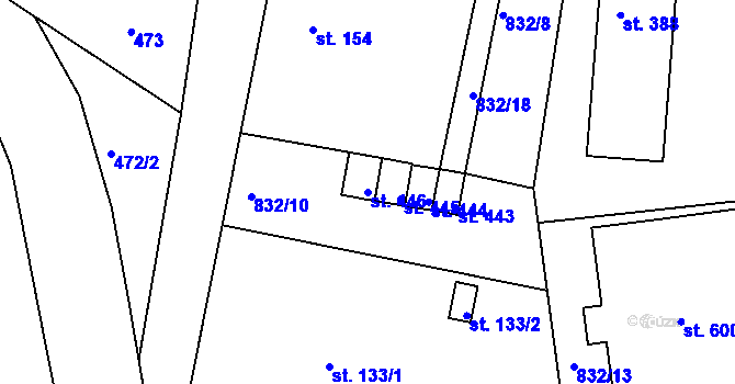 Parcela st. 446 v KÚ Štítina, Katastrální mapa