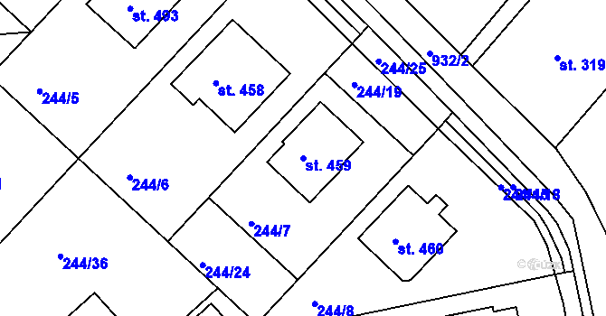 Parcela st. 459 v KÚ Štítina, Katastrální mapa