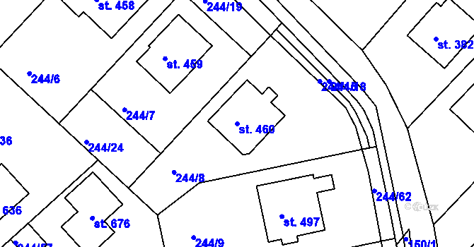 Parcela st. 460 v KÚ Štítina, Katastrální mapa