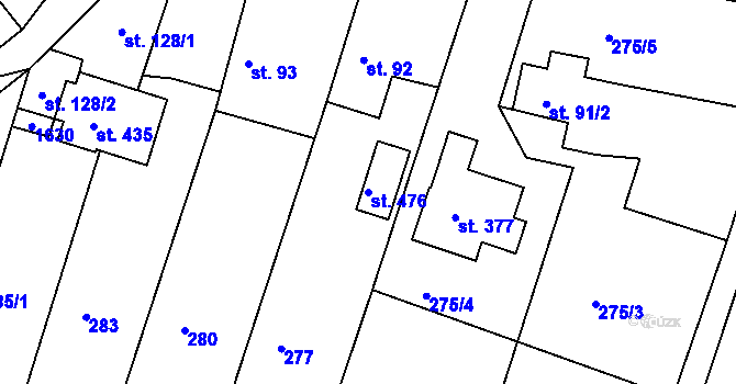 Parcela st. 476 v KÚ Štítina, Katastrální mapa