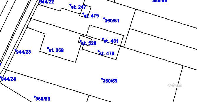 Parcela st. 478 v KÚ Štítina, Katastrální mapa