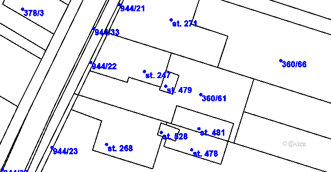 Parcela st. 479 v KÚ Štítina, Katastrální mapa
