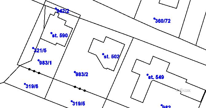 Parcela st. 502 v KÚ Štítina, Katastrální mapa