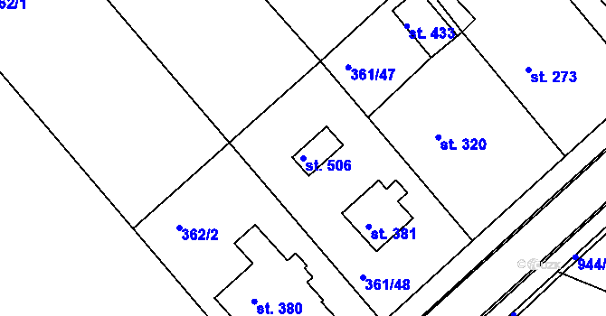 Parcela st. 506 v KÚ Štítina, Katastrální mapa
