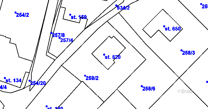 Parcela st. 520 v KÚ Štítina, Katastrální mapa