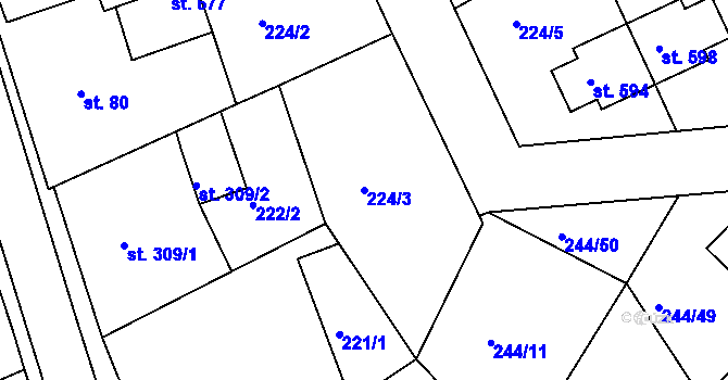 Parcela st. 224/3 v KÚ Štítina, Katastrální mapa