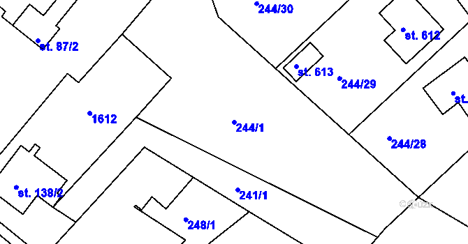 Parcela st. 244/1 v KÚ Štítina, Katastrální mapa