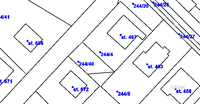 Parcela st. 244/4 v KÚ Štítina, Katastrální mapa
