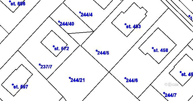 Parcela st. 244/5 v KÚ Štítina, Katastrální mapa
