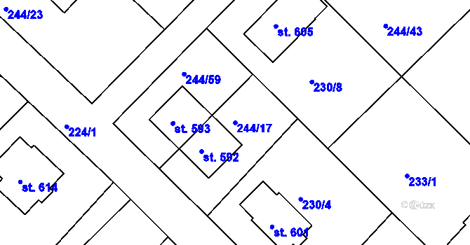 Parcela st. 244/17 v KÚ Štítina, Katastrální mapa
