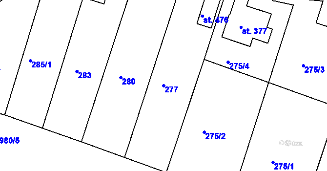 Parcela st. 277 v KÚ Štítina, Katastrální mapa