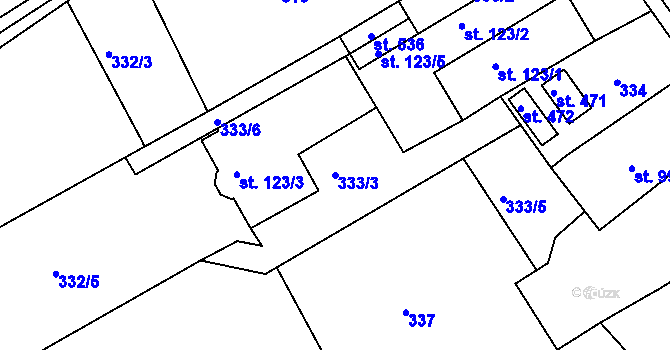 Parcela st. 333/3 v KÚ Štítina, Katastrální mapa