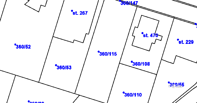 Parcela st. 360/115 v KÚ Štítina, Katastrální mapa
