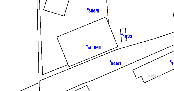 Parcela st. 661 v KÚ Štítina, Katastrální mapa