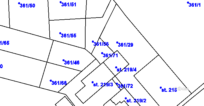 Parcela st. 361/71 v KÚ Štítina, Katastrální mapa