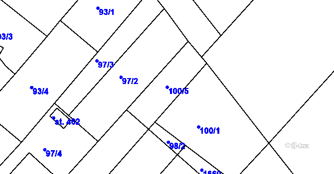 Parcela st. 100/5 v KÚ Štítina, Katastrální mapa