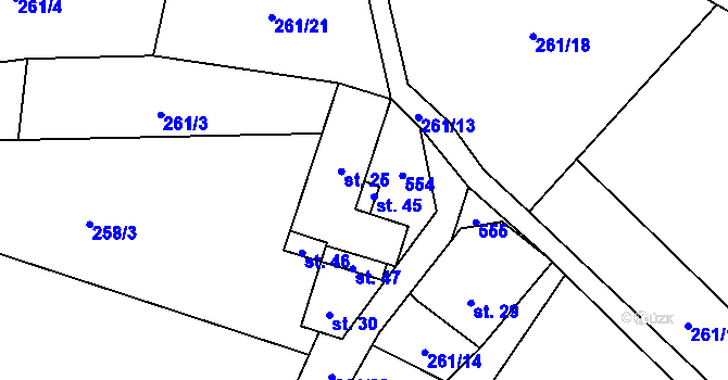 Parcela st. 33 v KÚ Smrčná u Čkyně, Katastrální mapa