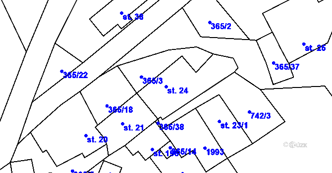 Parcela st. 24 v KÚ Štítkov, Katastrální mapa