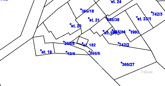 Parcela st. 182 v KÚ Štítkov, Katastrální mapa
