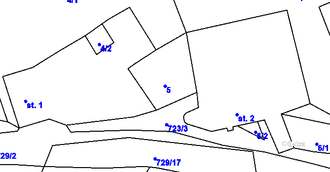 Parcela st. 5 v KÚ Štítkov, Katastrální mapa