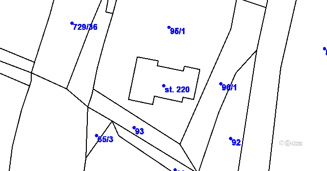 Parcela st. 220 v KÚ Štítkov, Katastrální mapa