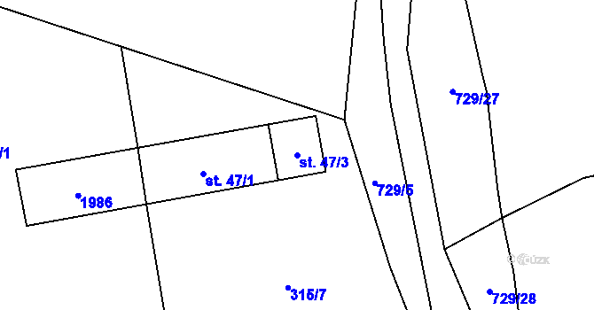 Parcela st. 47/3 v KÚ Štítkov, Katastrální mapa