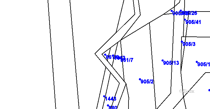 Parcela st. 861/6 v KÚ Popov nad Vláří, Katastrální mapa