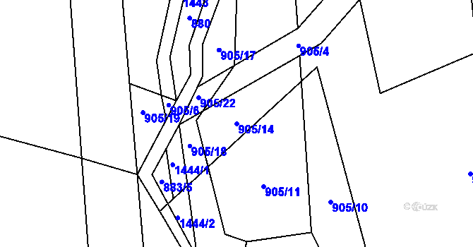 Parcela st. 905/14 v KÚ Popov nad Vláří, Katastrální mapa