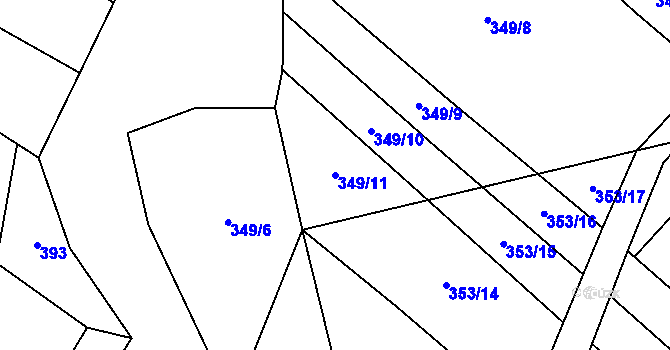 Parcela st. 349/11 v KÚ Popov nad Vláří, Katastrální mapa