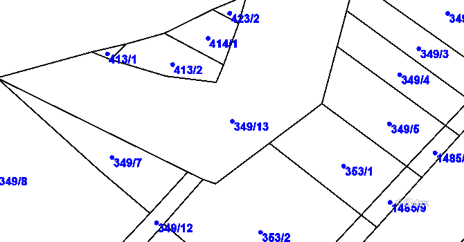 Parcela st. 349/13 v KÚ Popov nad Vláří, Katastrální mapa