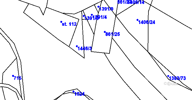 Parcela st. 861/43 v KÚ Popov nad Vláří, Katastrální mapa