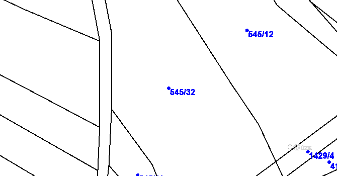 Parcela st. 545/32 v KÚ Popov nad Vláří, Katastrální mapa